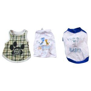 Lot of 3 Dog Shirts Large Multi Cute Graphic Pet Clothes Vegas Big Brother Baby